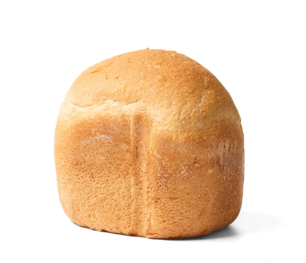 新鲜的自制面包 外皮脆 由一个自动面包制造商制作 背景是白色的 用面粉做的面包 — 图库照片