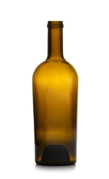 白の背景に隔離された空のダークグラスワインボトル グラスウェア ドリンクウェア — ストック写真