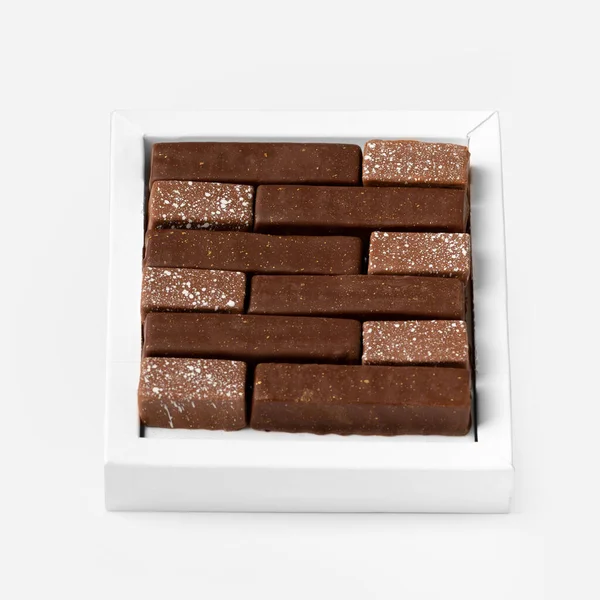 Artesanía Caramelos Chocolate Oscuro Leche Con Decoración Oro Plata Paquete —  Fotos de Stock