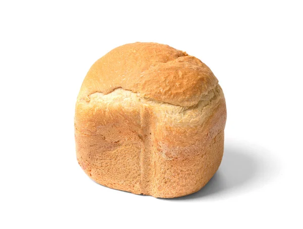 Свіжий Домашній Хліб Хрусткою Скоринкою Виготовленою Автоматичному Хлібопічці Ізольовано Білому — стокове фото