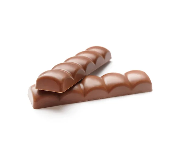 Barras Chocolate Sobre Fondo Blanco Cerca Chocolate Poroso Aireado — Foto de Stock