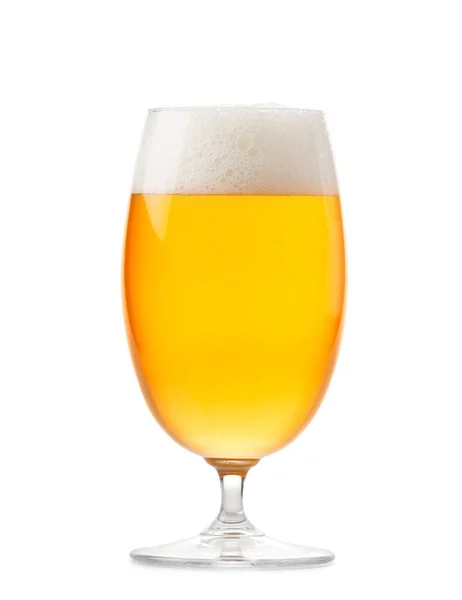 Glass Light Beer Beautiful Foam Isolated White Background Beer Glass — Stock Photo, Image