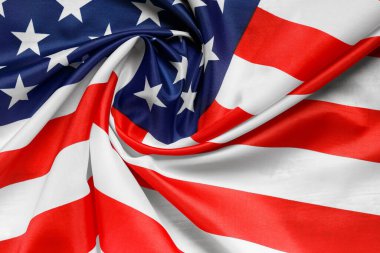 Yıldızlar ve çizgiler Amerikan bayrağı, üst manzara. Amerikan halkının gururu. ABD 'de bağımsızlık ve vatanseverliğin sembolü.