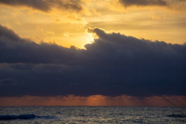 Panoramic view of the ocean and clouds at sunset in Miami