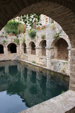 ancient fish pond in the Fortress of Petar Hektorovi,  Stari Grad, island Hvar, Croatia clipart