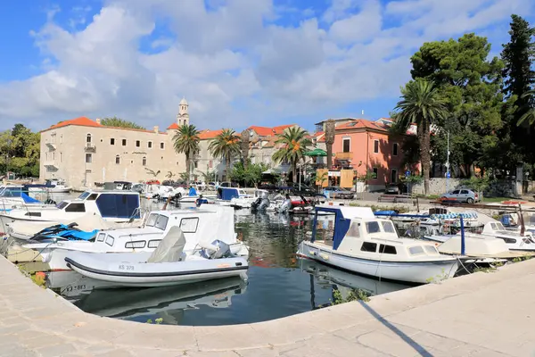 stock image small port near the Vitturi castle in Katel Luksic in Croatia