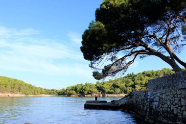 Hırvatistan 'ın başkenti Losinj' deki Valdarke adasında beton iskele