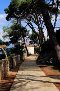 Hırvatistan 'ın Losinj adasındaki Veli Losinj yolu