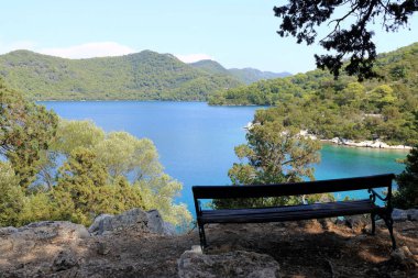 Büyük göl manzarası çok güzel, Saint Mary adası, N.P. Mljet, ada Mljet, Hırvatistan