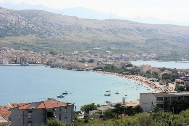 Hırvatistan 'ın Pag, Pag adasının manzarası