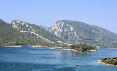 Ston, Peninsula Peljesac, Hırvatistan 'ın ilk manzarası