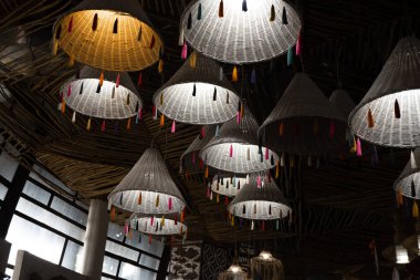 Decorative lantern on the creative shop when visit to travel destination on Semarang Central Java. The photo is suitable to use for traditional food background, poster and food content media.