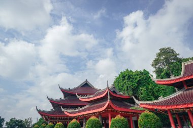 Rooftile of traditional Chinese temples when day time of Chinese new year. The photo is suitable to use for Chinese new year, lunar new year background and content media.