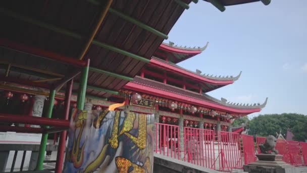 Rooftile Traditional Chinese Temples Day Time Chinese New Year Footage — Video