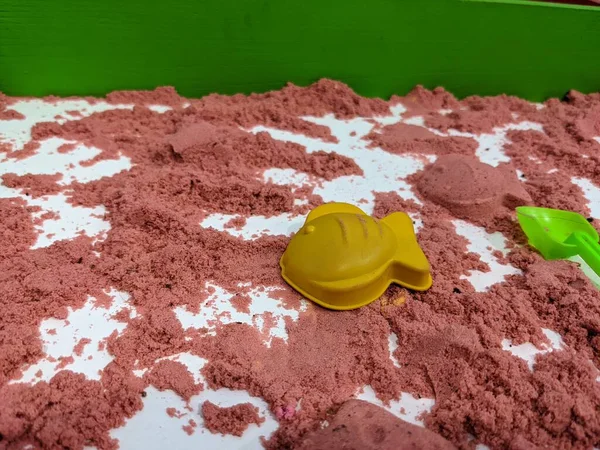 Red Sand Construir Para Brinquedos Infantis Com Moldagem Foto Adequado — Fotografia de Stock