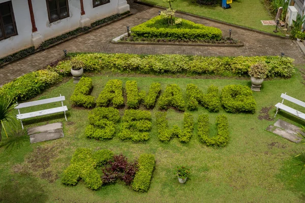 Dekorativ Trädgård Lawang Sewu Gamla Herrgård Semarang Central Java Fotot — Stockfoto
