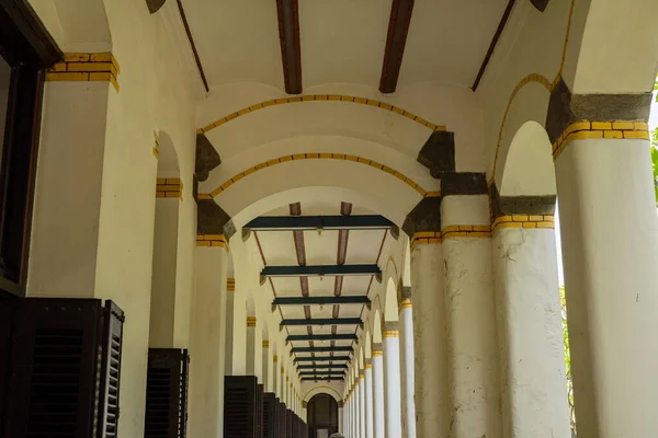 Corridor Inside the old mansion on the down town Semarang Central Java. The photo is suitable to use for travel destination, holiday poster and travel content media.