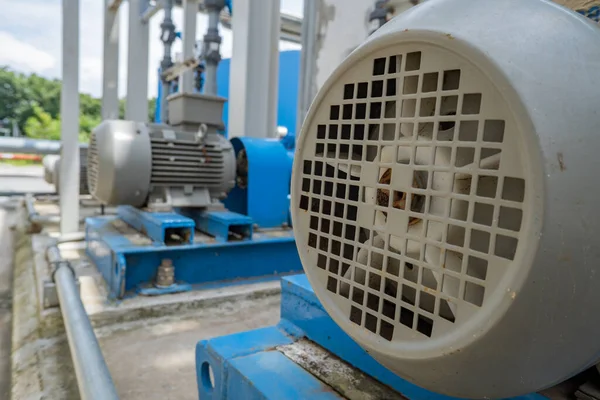 Casal Bomba Água Com Motor Para Processo Tratamento Águas Residuais — Fotografia de Stock