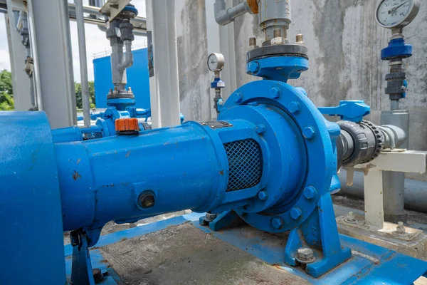 Waterpompkoppel Met Motor Voor Afvalwaterbehandeling Foto Geschikt Voor Industrie Achtergrond — Stockfoto