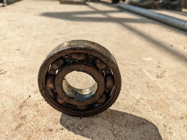 Corrosion and damage of bearing pump, rotary part. The photo is suitable to use for mechanical background, industrial content media and mechanical education.