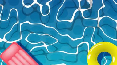 Renkli Soyut Havuz Sahnesi Parlak Yüzme Aygıtları ve Dalga Kalıpları