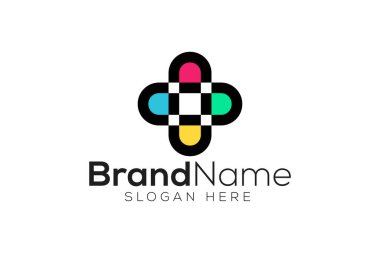 Asgari ve Profesyonel Artı işaret logosu tasarım vektörü şablonu