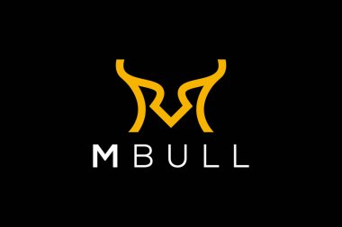 Moda ve Profesyonel harf M Bull baş logo tasarım vektör şablonu