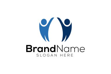 Mutlu adam başarısı logo tasarım vektör şablonu