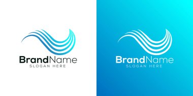 Mavi okyanus dalgası logo tasarım şablonu