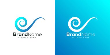 Mavi okyanus dalgası logo tasarım şablonu