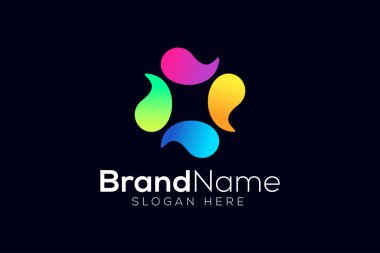  Renkli 3D daire teknolojisi logo tasarım şablonu