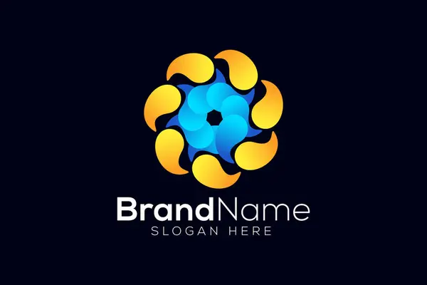  Renkli 3D daire teknolojisi logo tasarım şablonu