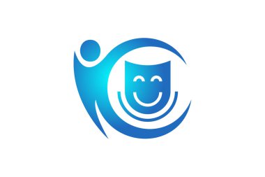 Tiyatro maskesi ve özgür adam simgesi tasarım vektörü şablonu