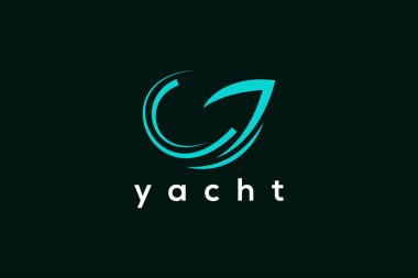 Yat ve dalga logo tasarım vektör şablonu