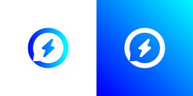 Anında sohbet veya sohbet balonu ve gök gürültüsü simgesi logo tasarım şablonu