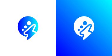 Anında sohbet veya sohbet balonu ve gök gürültüsü simgesi logo tasarım şablonu