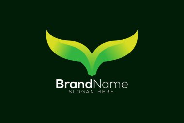 Yeşil yapraklı boğa logosu tasarım şablonu