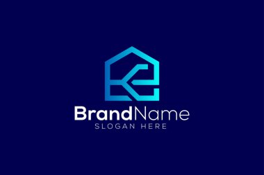 Asgari ve Profesyonel harf P K ev emlak vektör logosu tasarımı