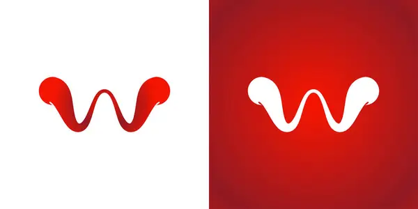 Beyaz ve kırmızı arkaplanda basit W harfi logo tasarım şablonu