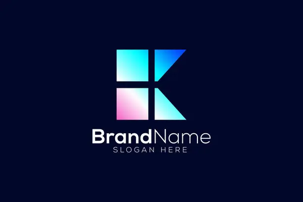 Renkli harf K soyut logo tasarım vektör şablonu