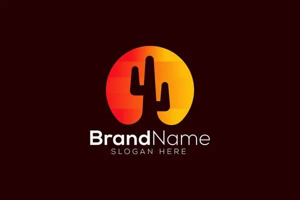 Güneş ışığı kaktüs logo tasarım şablonu