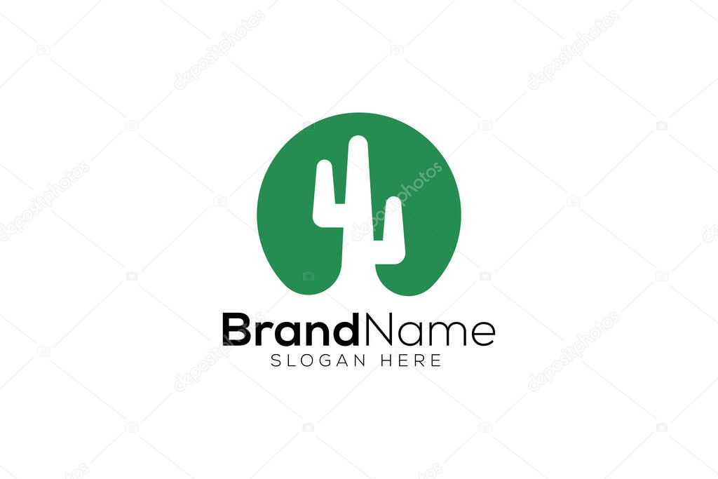 Green cactus logo design template