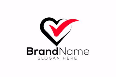 Moda ve minimal kontrol işareti ve aşk vektör logosu tasarımı