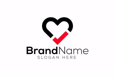 Moda ve minimal kontrol işareti ve aşk vektör logosu tasarımı