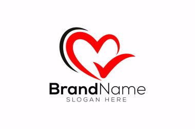 Moda ve minimal kontrol işareti ve aşk vektör logosu tasarımı