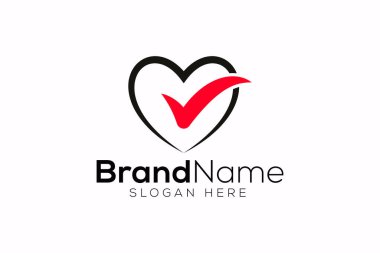 Moda ve minimal kontrol işareti ve aşk vektör logosu tasarımı