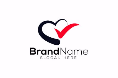 Moda ve minimal kontrol işareti ve aşk vektör logosu tasarımı