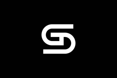 Yaratıcı ve profesyonel başlangıç harfi G S logo tasarım şablonu siyah arkaplan üzerinde