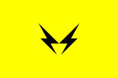 Sarı Arkaplan 'da minimal ve yaratıcı ilk harf v flaş logo şablonu