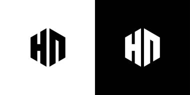 H A harfi çokgen, siyah ve beyaz arkaplan üzerinde altıgen minimal ve profesyonel logo tasarımı